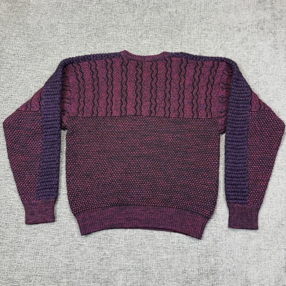 Bachrach Sweater Mens M Purple Pink‎ Textured Knit Grandpa Vintage 90s Wool